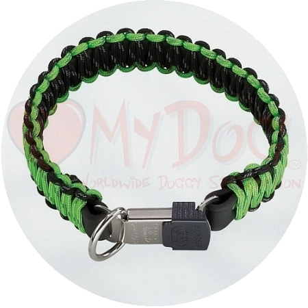 Herm Sprenger Black and Green Reflecting Paracord Collar